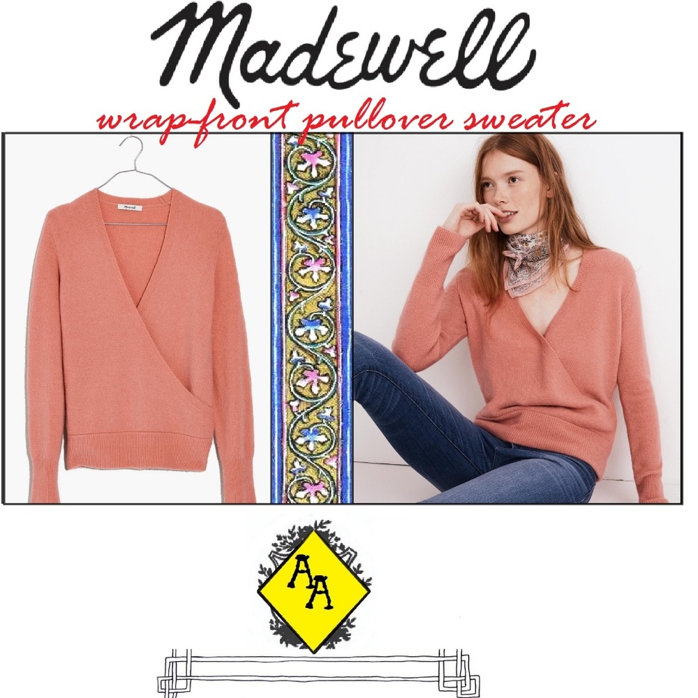 NWT Madewell wrap-front pullover sweater, Medium